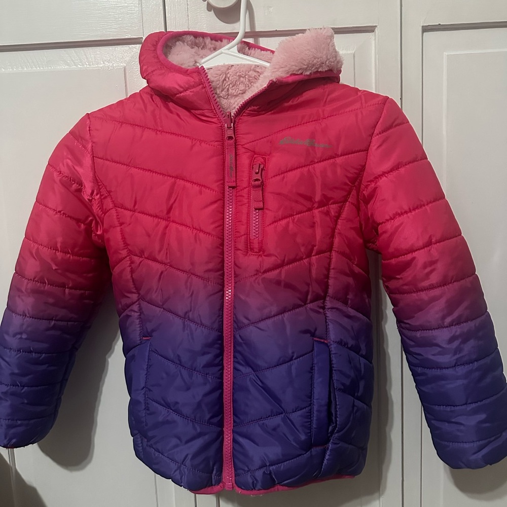Eddie Bauer Kids Pink & Purple Ombre Puffer Jacket – Size XS (5/6)